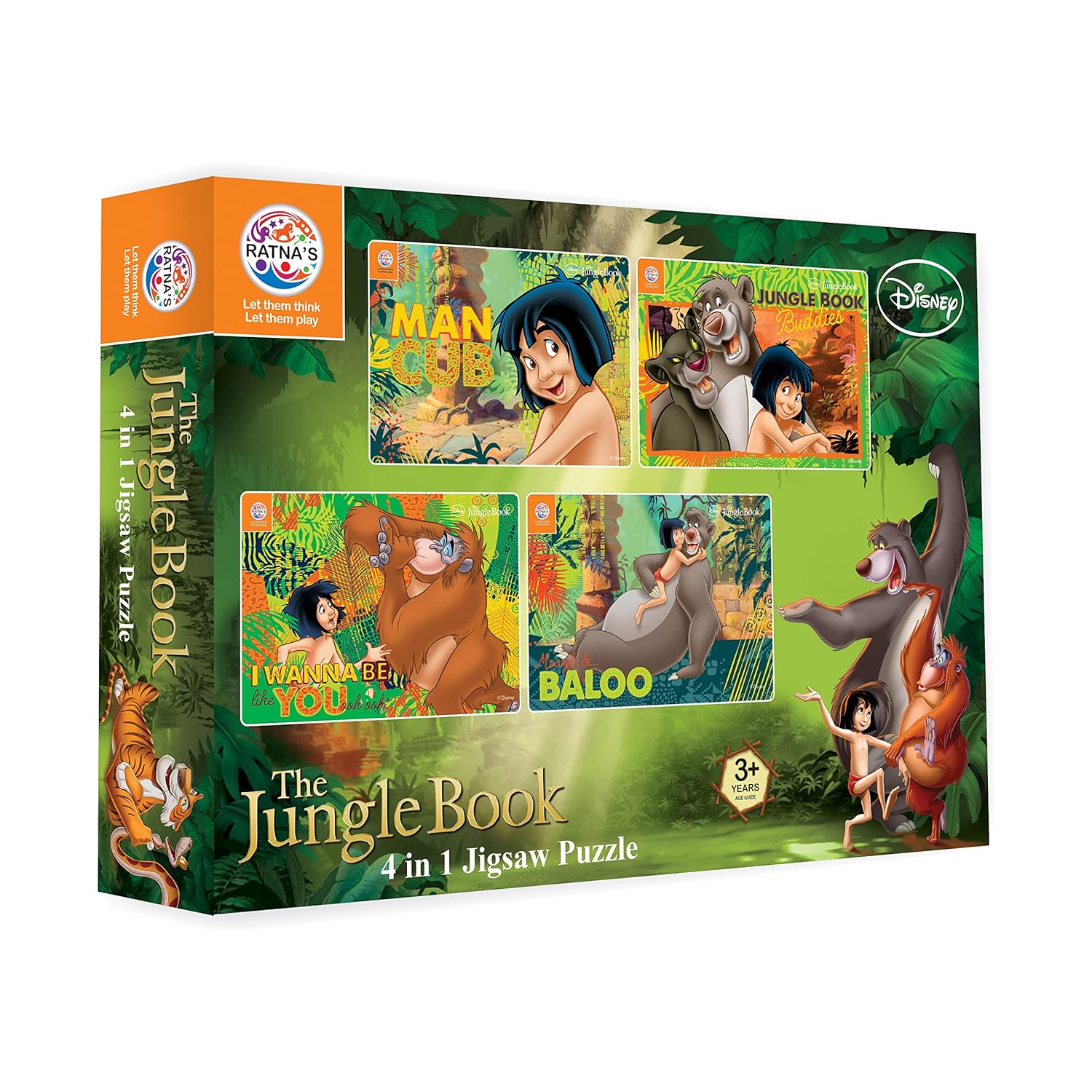 Ratna's 4 in 1 Jigsaw Puzzle 140 Pieces for Kids - The Jungle Book Edition