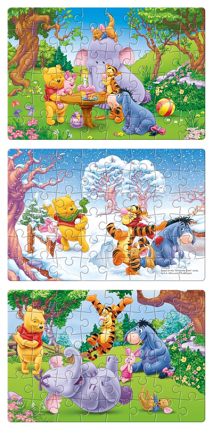 Frank Disney Winnie The Pooh (48 Pieces) 3 in 1 Jigsaw Puzzle for Kids - Multicolor