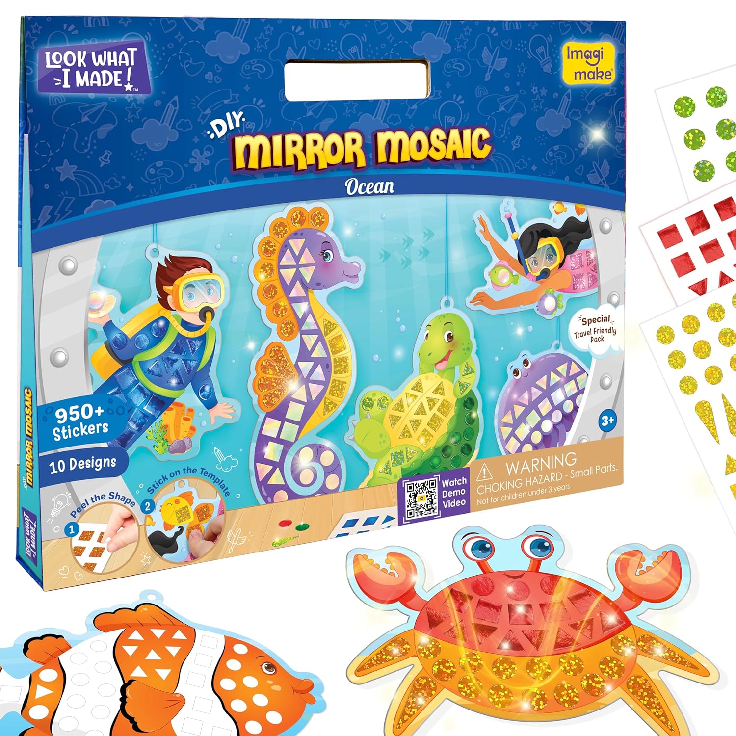 Imagimake Mirror Mosaic : Ocean | Mess Free Diy Mosaic Craft Kit | 950+ Foil Sticker