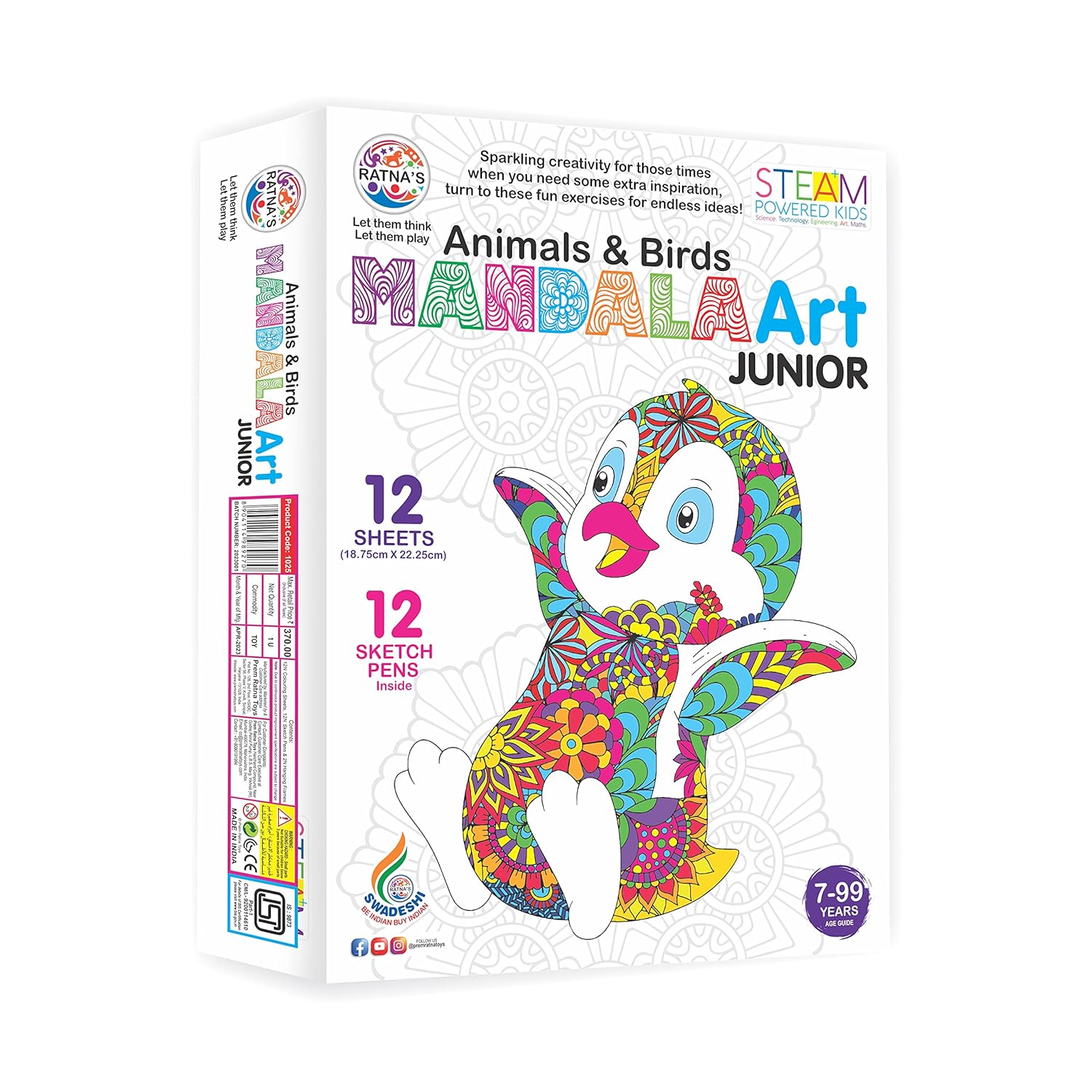 Ratna's Mandala Art Junior Animals & Birds The Coloring Kit