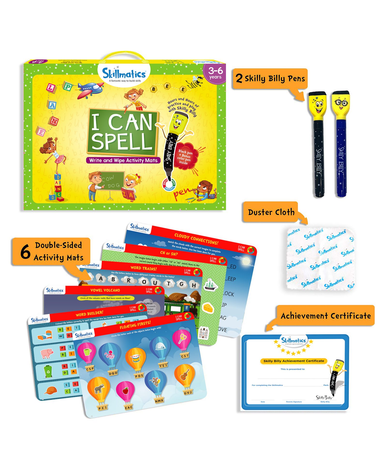 Skillmatics Educational Game - I Can Spell Activity Mats for kids - Color may vary