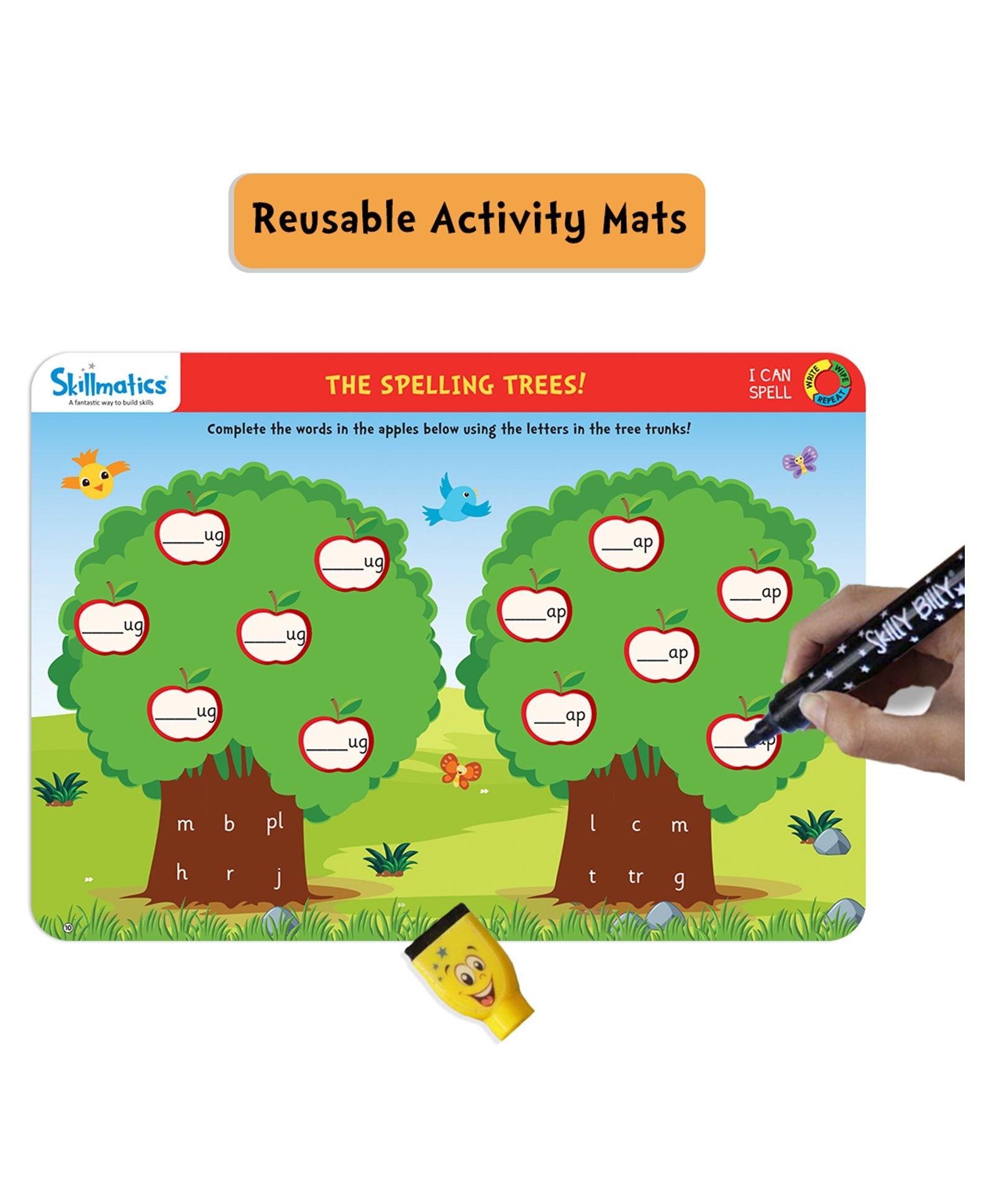 Skillmatics Educational Game - I Can Spell Activity Mats for kids - Color may vary