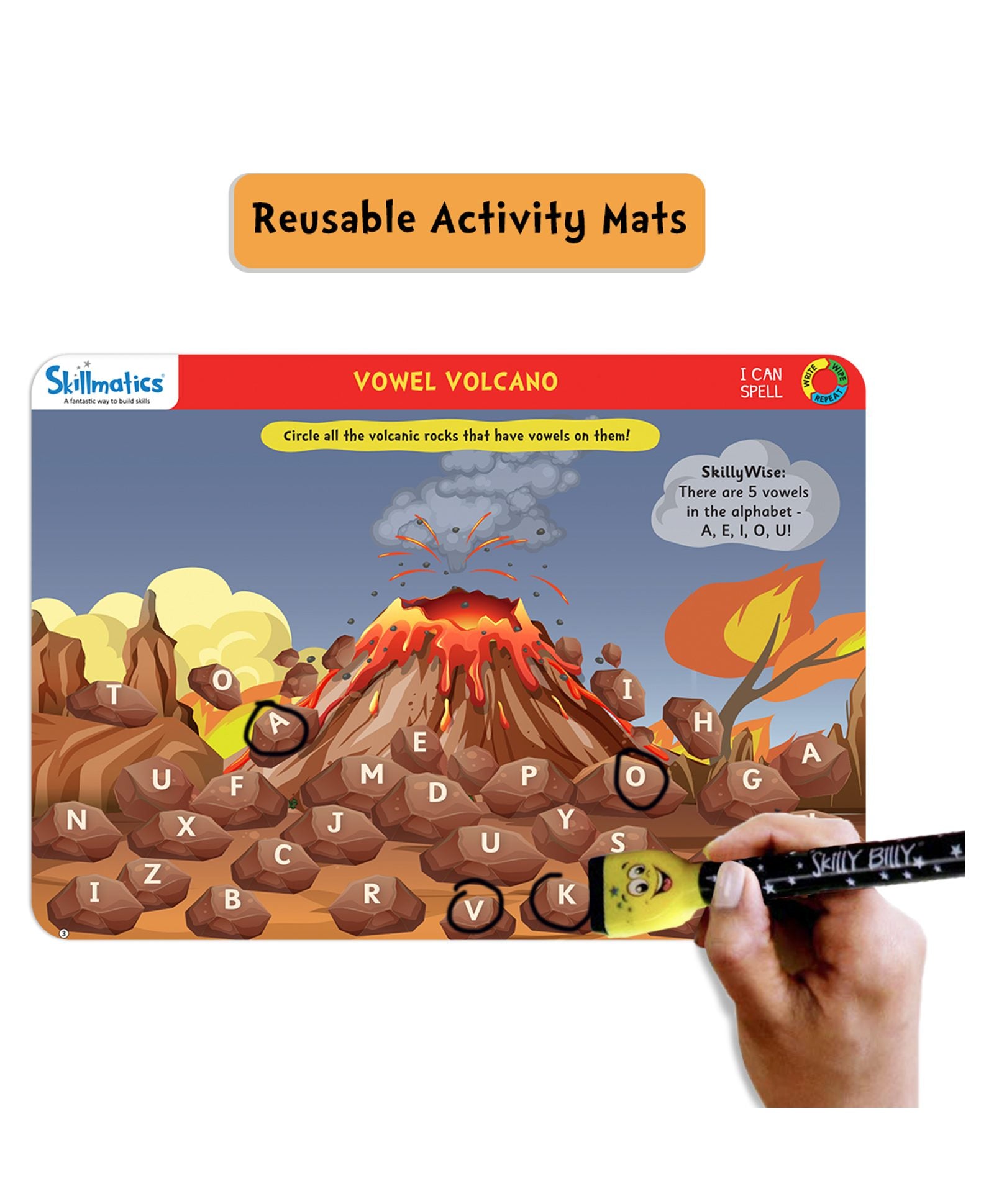 Skillmatics Educational Game - I Can Spell Activity Mats for kids - Color may vary
