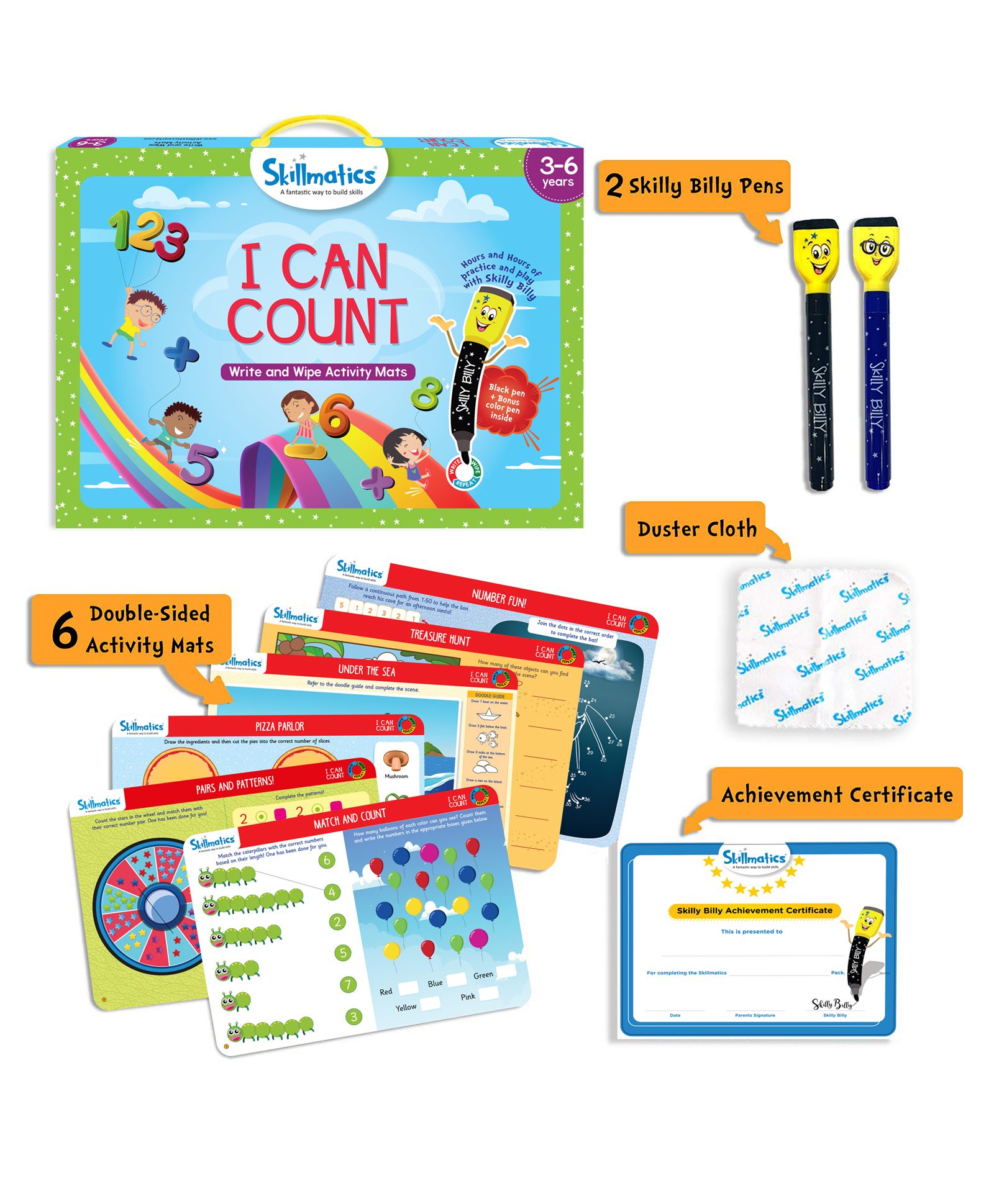 Skillmatics Educational Game - I Can Count Activity Mats (Multicolor)