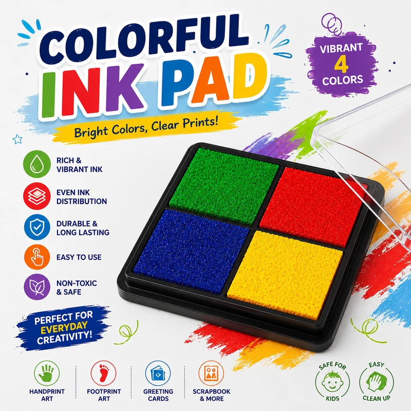 Mini Fingerprint Ink Pad for Kids – 4-in-1 Art & Craft Stamp Set (Pack Of 4)