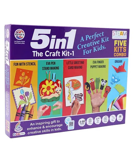 RATNA'S 5 In 1 Craft kit - A perfect creative kit for kids - Multicolor