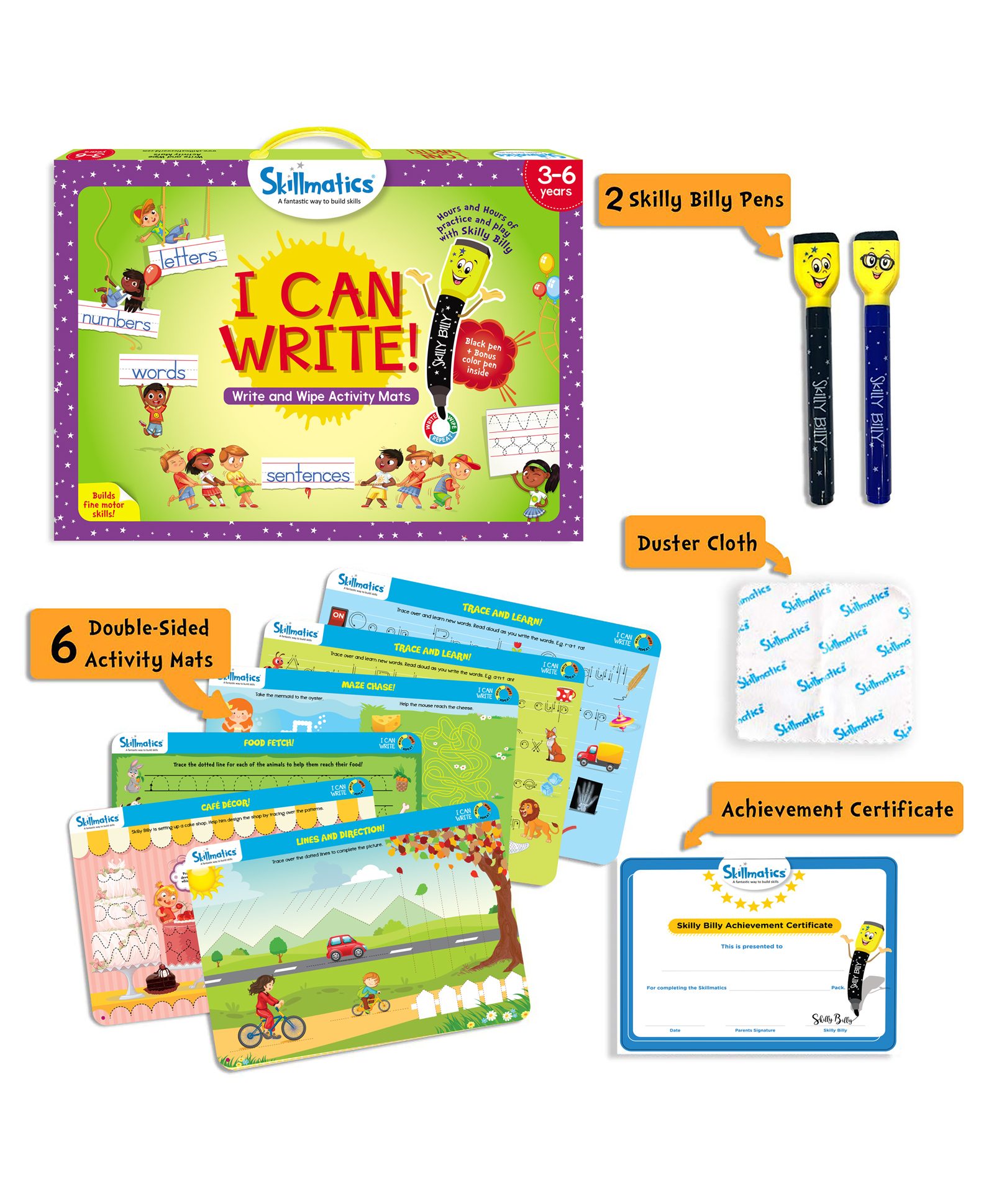 Skillmatics Educational Game - I Can Write Activity Mats - Multicolor