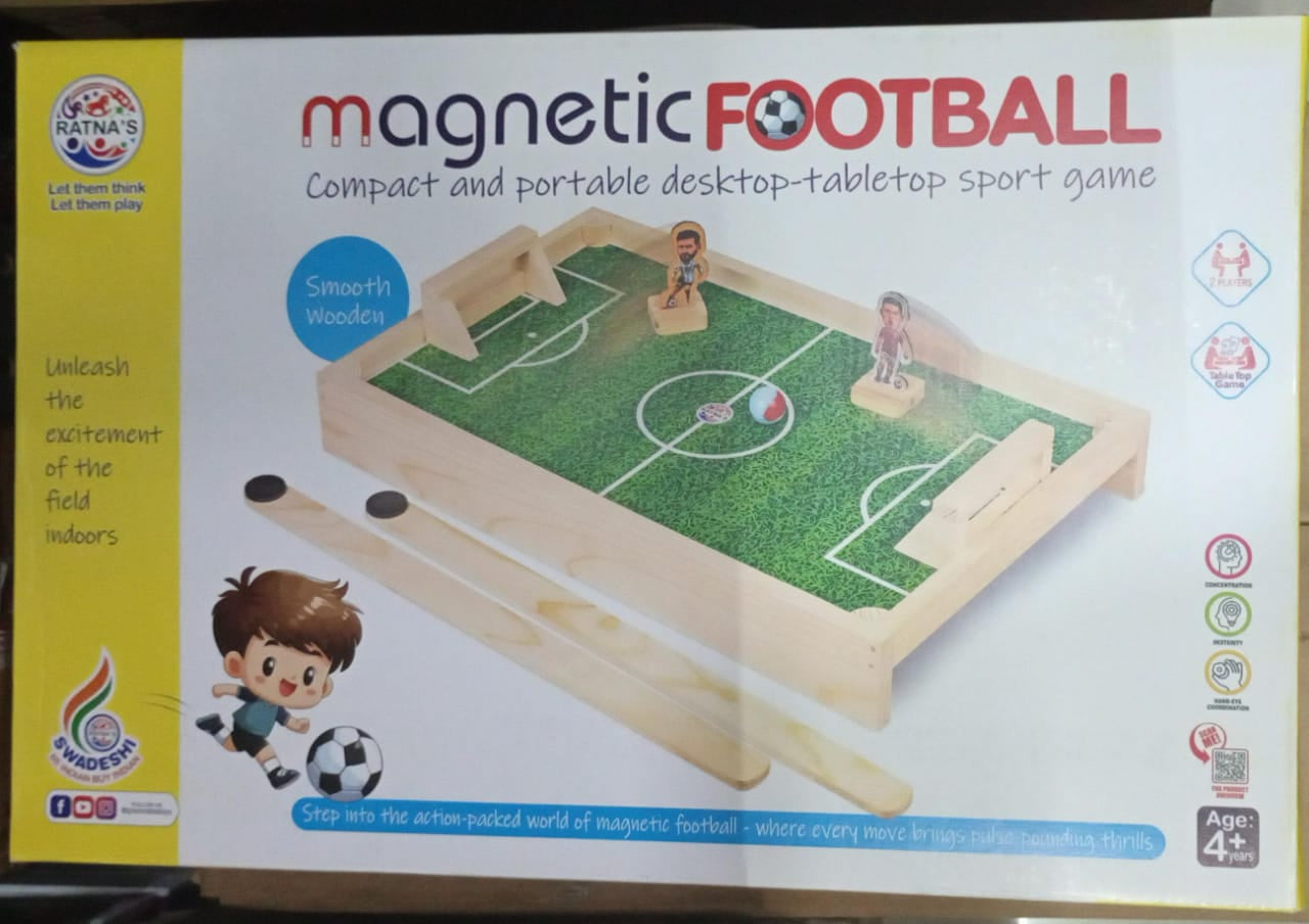 Ratnas Smooth Wooden Magnetic Table Football Board Game For Kids - Multicolor