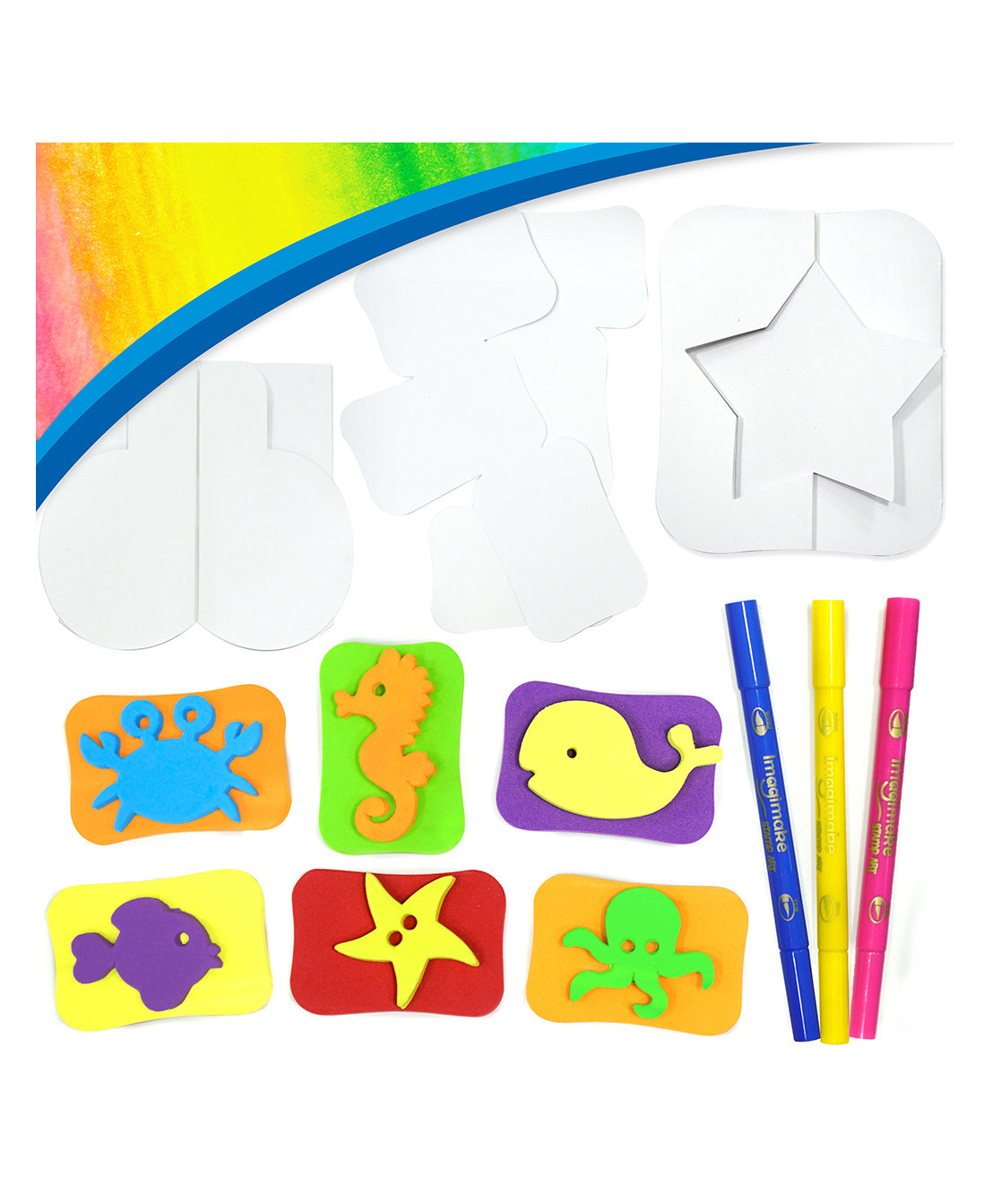 Imagimake Stamp Art Ocean Coloring & Stamping Set for Kids - Multicolor