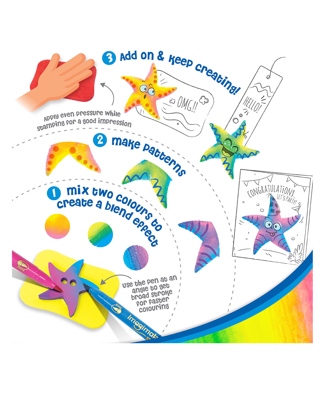 Imagimake Stamp Art Ocean Coloring & Stamping Set for Kids - Multicolor