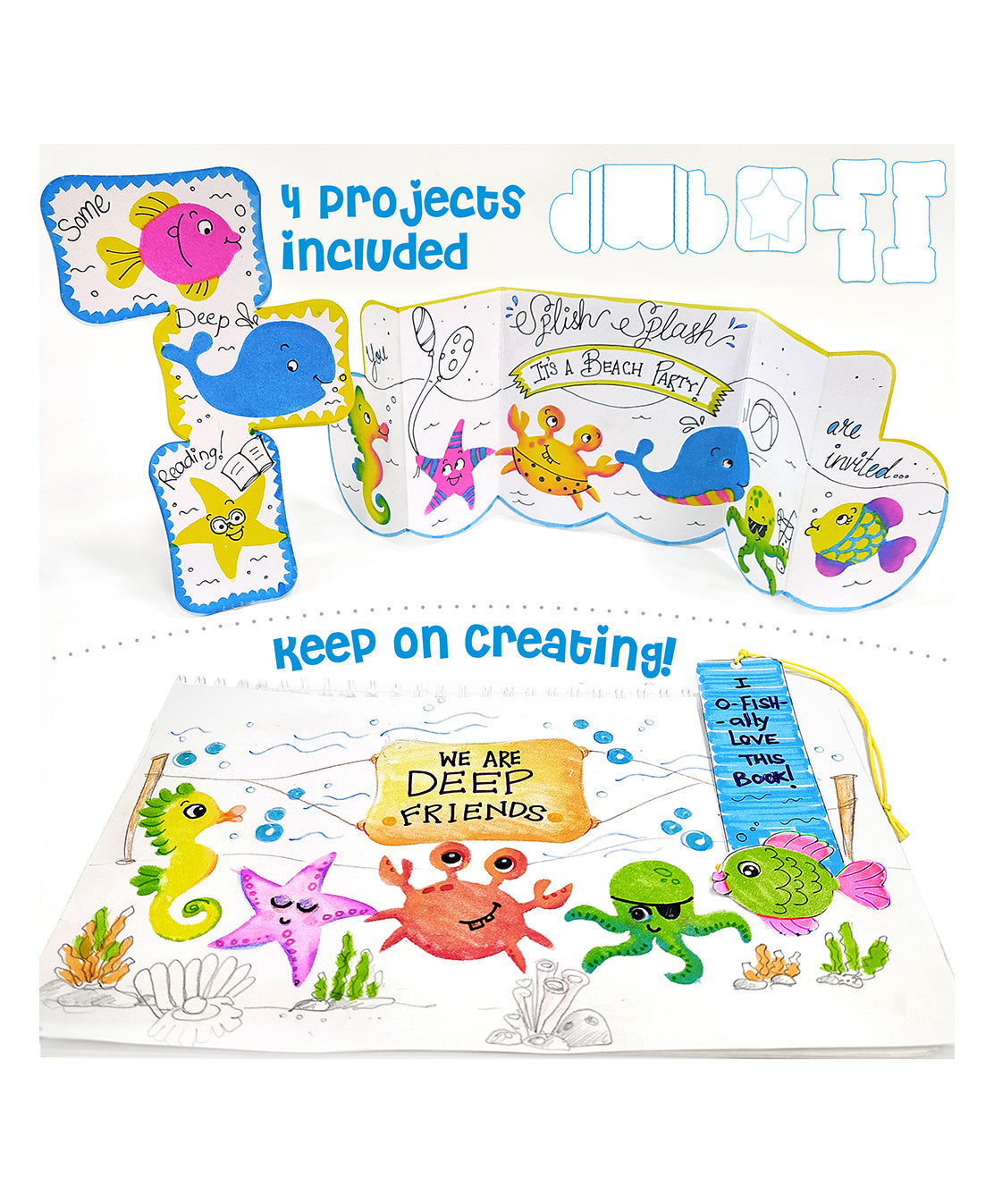 Imagimake Stamp Art Ocean Coloring & Stamping Set for Kids - Multicolor