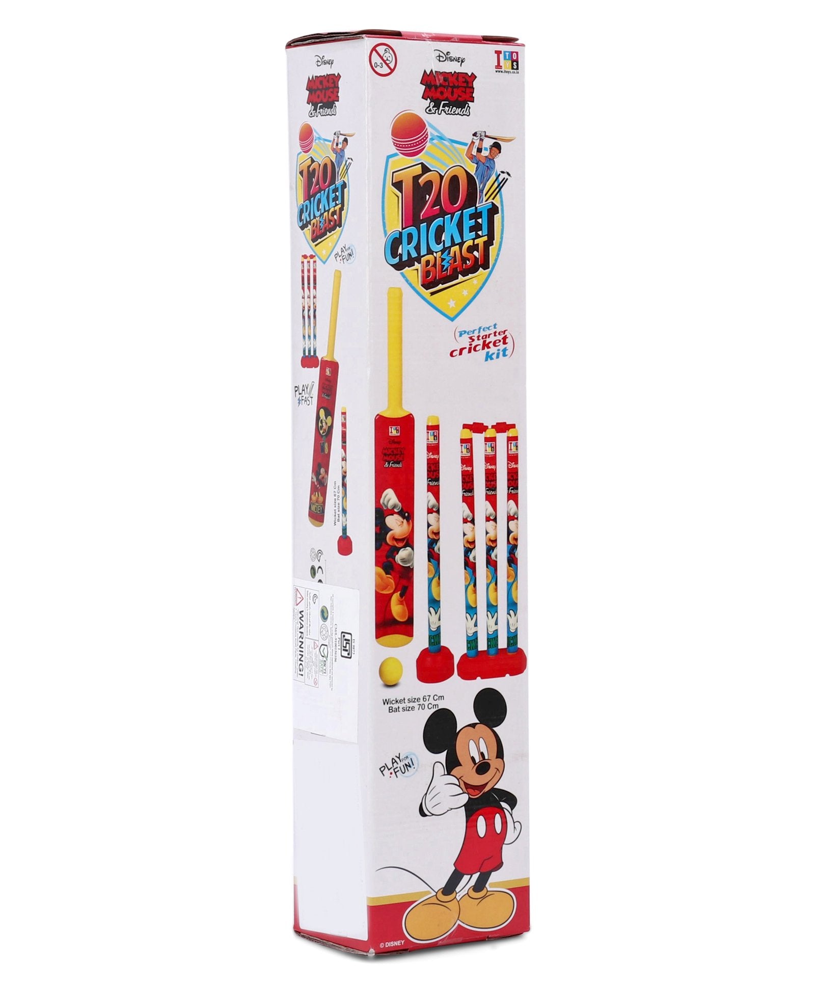 Disney Mickey Mouse T-20 Cricket Set with Bat Size 4 - Color & Design May Vary - Box Damaged