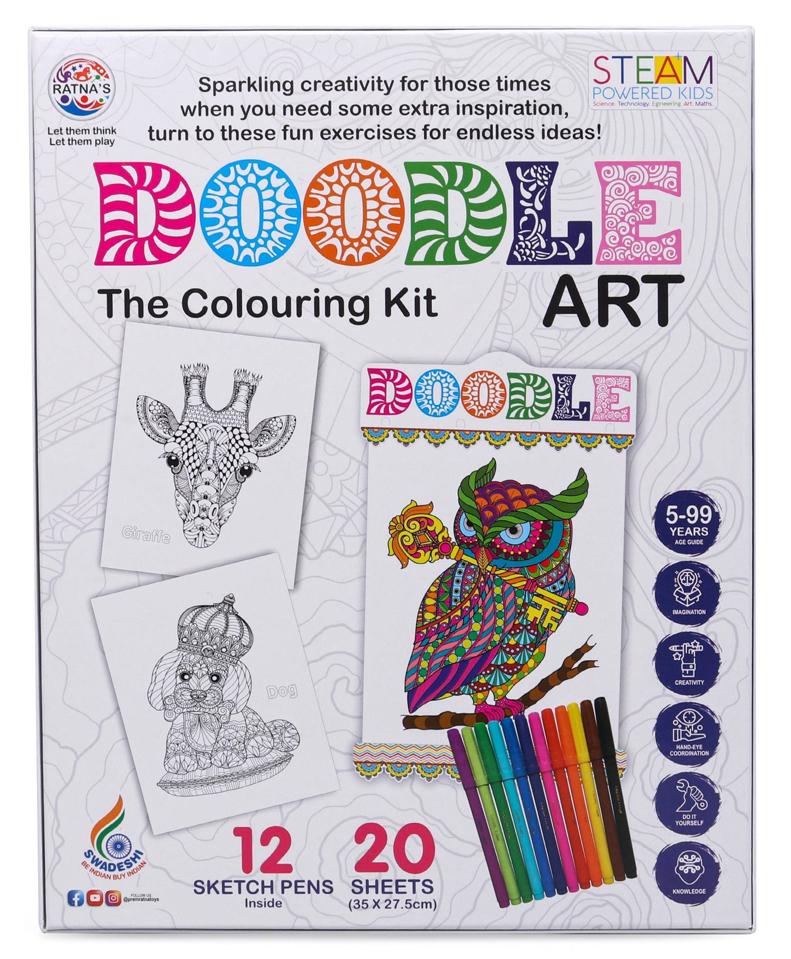 Ratnas Doodle Art Colouring Kit - Multicolour