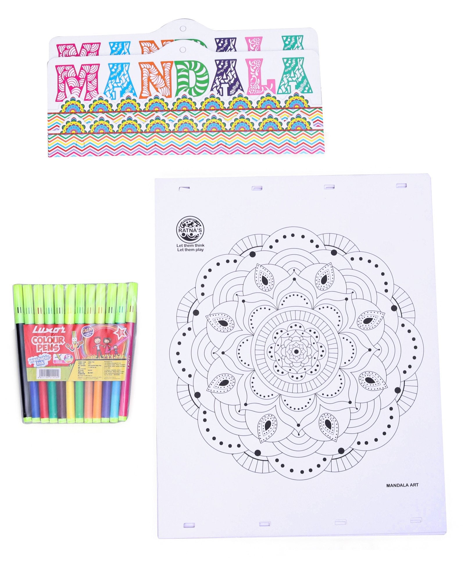 Ratnas Mandala Art Colouring Kit - Multicolour