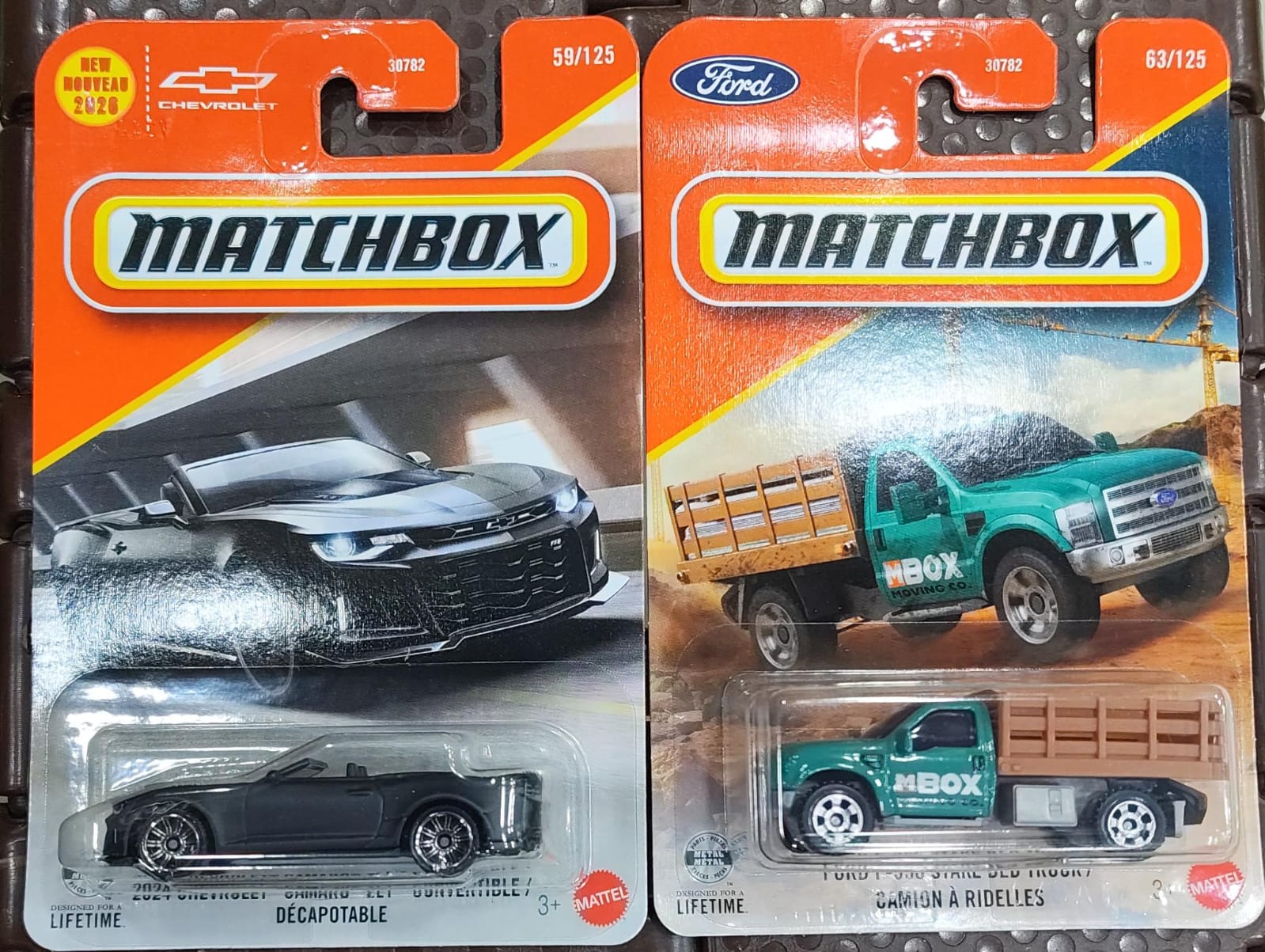 Matchbox Cars 2026 - Combo Pack of 2 Pcs - 2024 Chevrolet Camaro ZL1 & Ford F350 Stake Bed Truck - 30782-95FG