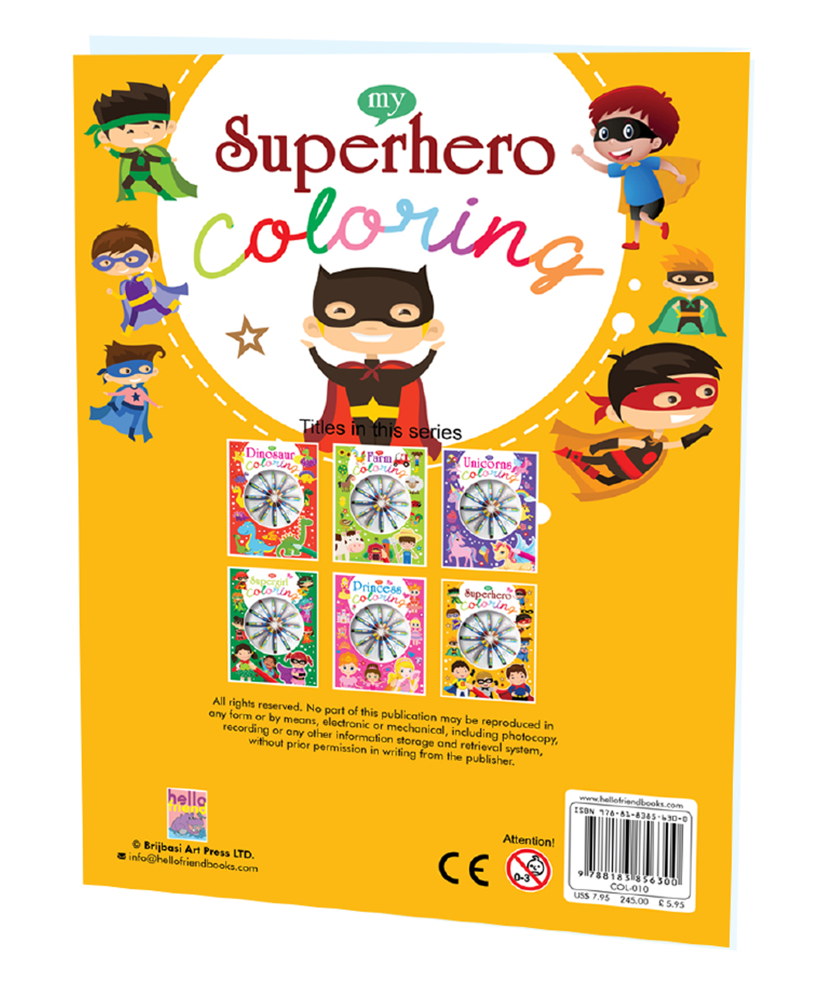 Superhero Colouring Book with 12 attractive Crayons Colours Kidsinfy.in