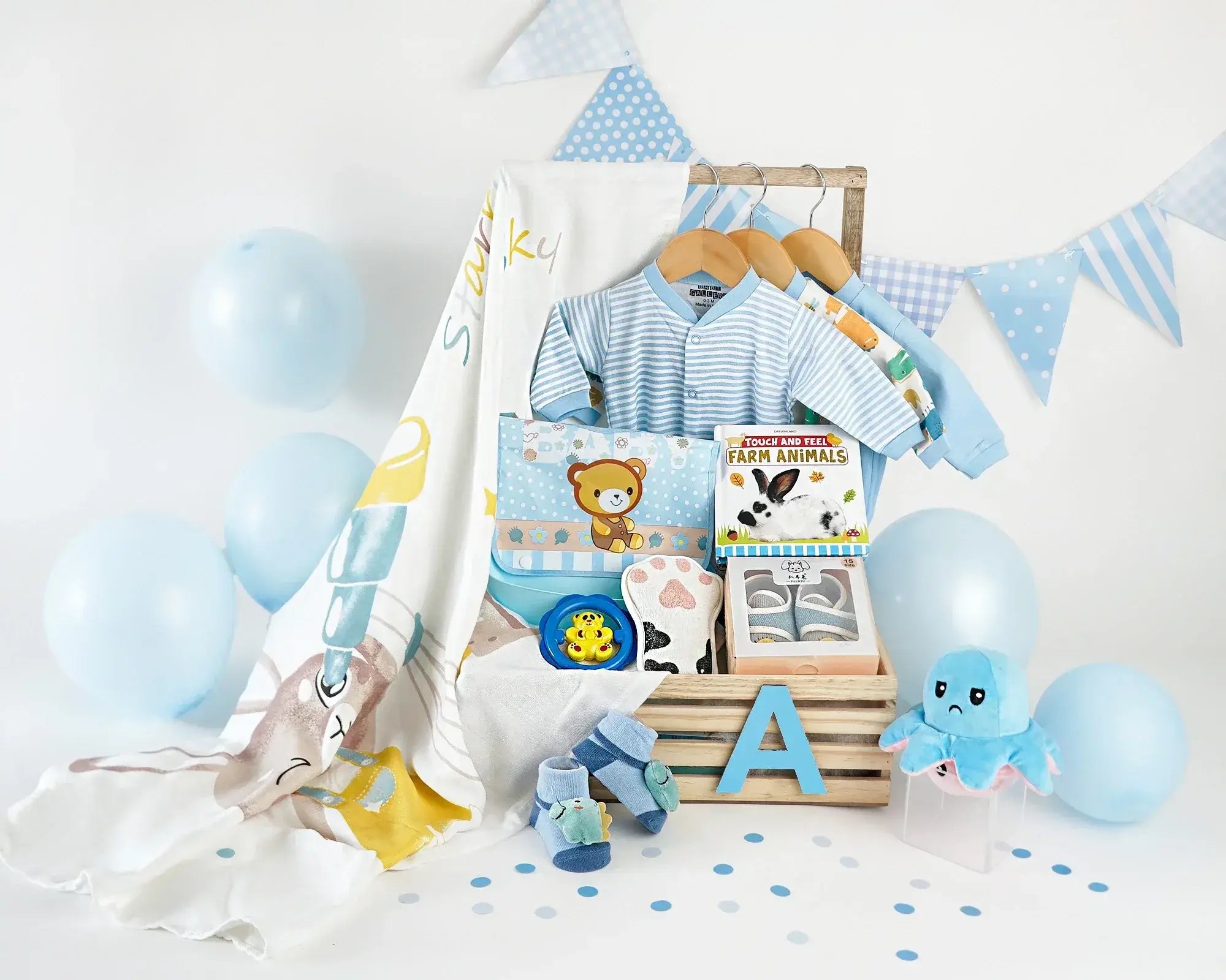 Blue Hues baby boy hamper gift set for newborn baby shower