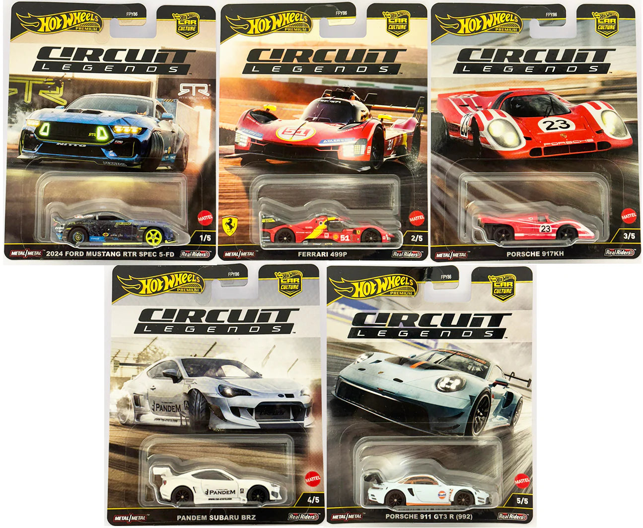 Hot Wheels Circuit Legends - Imported Edition – Set of 5 | Real Riders, Metal/Metal Body | FPY86-9C1K