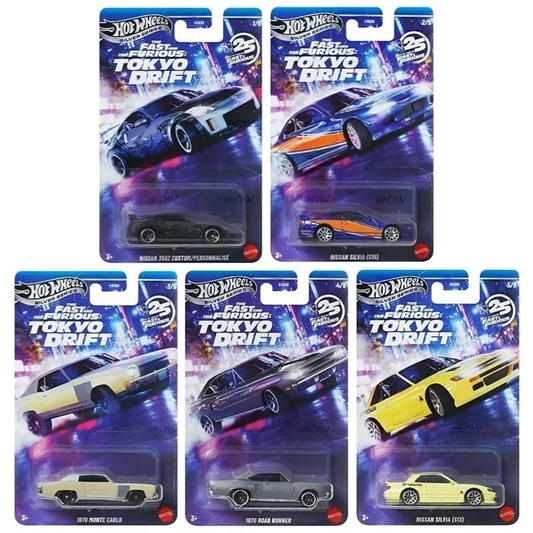 Hot Wheels Silver Series Fast & Furious: Tokyo Drift – 1:64 Die-Cast Collector Set (Pack of 5)