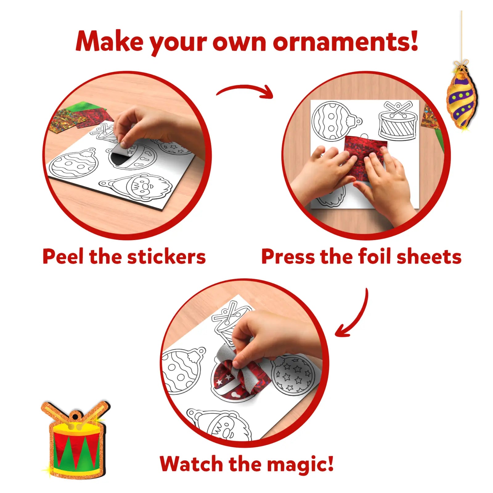 Skillmatics Foil Fun: Christmas Ornaments - No Mess Art & Craft Kit for Kids (Ages 4+)