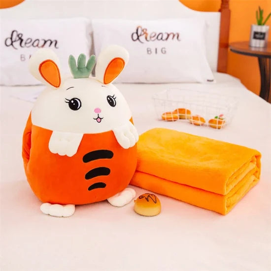 Cute Fruit Plushies With Blanket Kids Travel Pillow Blanket Set