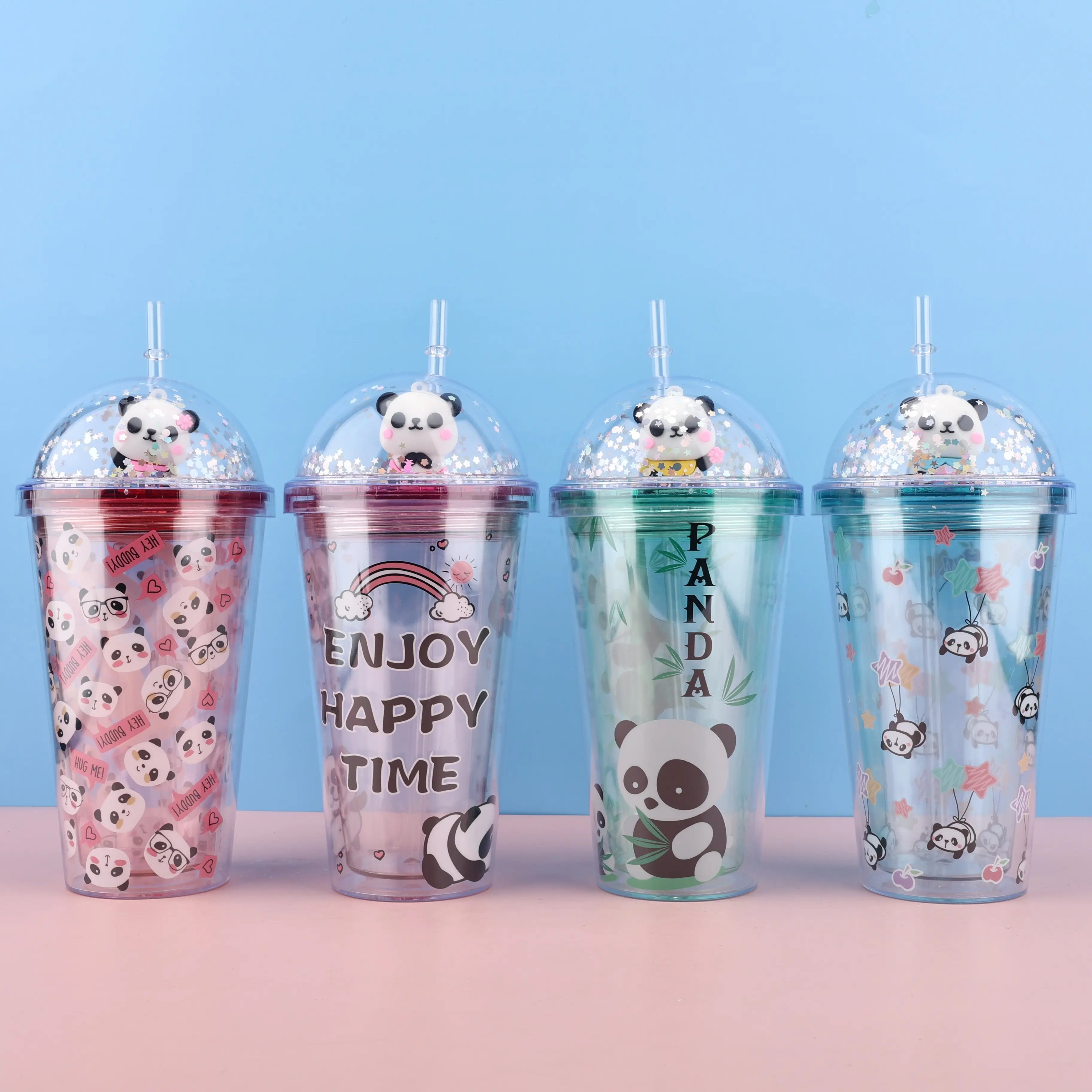 Sipper with Straw, Water Bottle Unique Design, Glitter Sipper with Toy on Top, Tumbler with Straw for Kids | Print May Vary | Pack Of 1