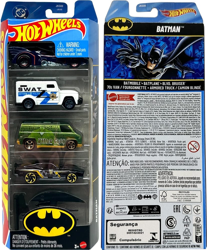 Hot Wheels - Set of 5 Cars - Pack of 2 Set - HW Mud Studs & HW Batman - 1806-95NJ
