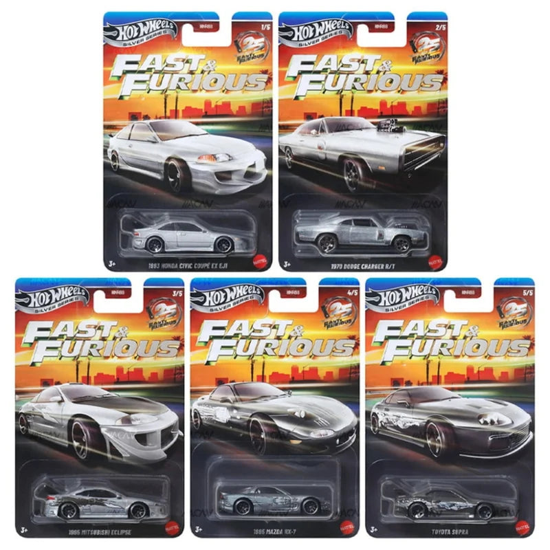Hot Wheels Silver Series 25 Years of Fast & Furious – 1:64 Die-Cast Collector Set (Pack of 5)