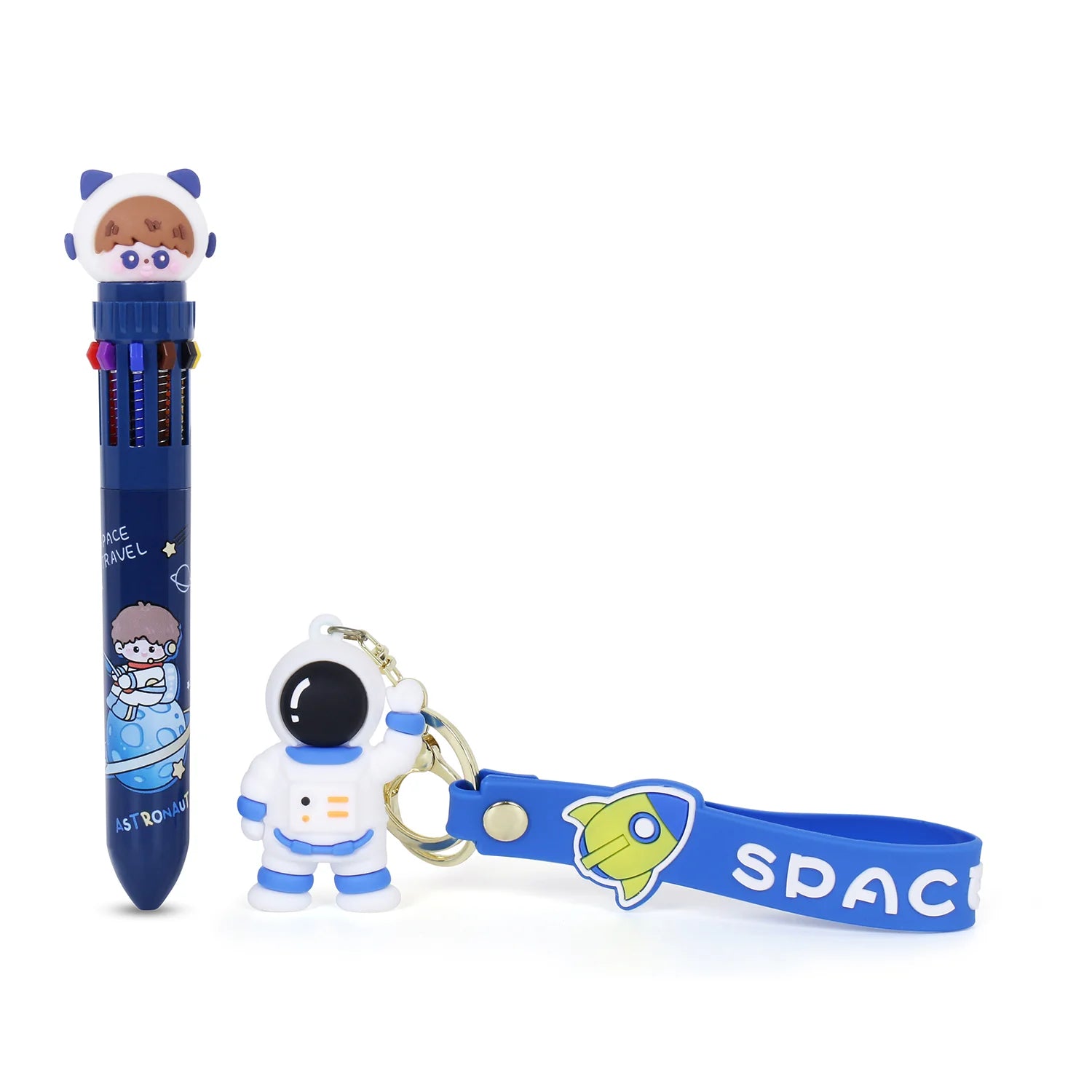 Stationery Set : astronaut Pencil Pouch, PU Material Waterproof & Durable Stationery,  for Boys Girls (Blue)