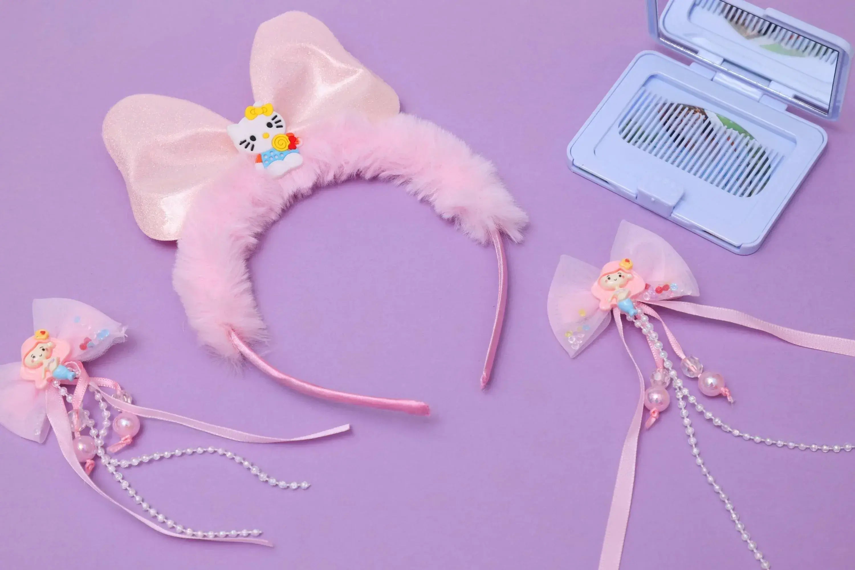 iLearnNGrow Hello Kitty Hair Accessories Set (Pastel Pink) - ilearnngrow Learning Solutions Pvt Ltd