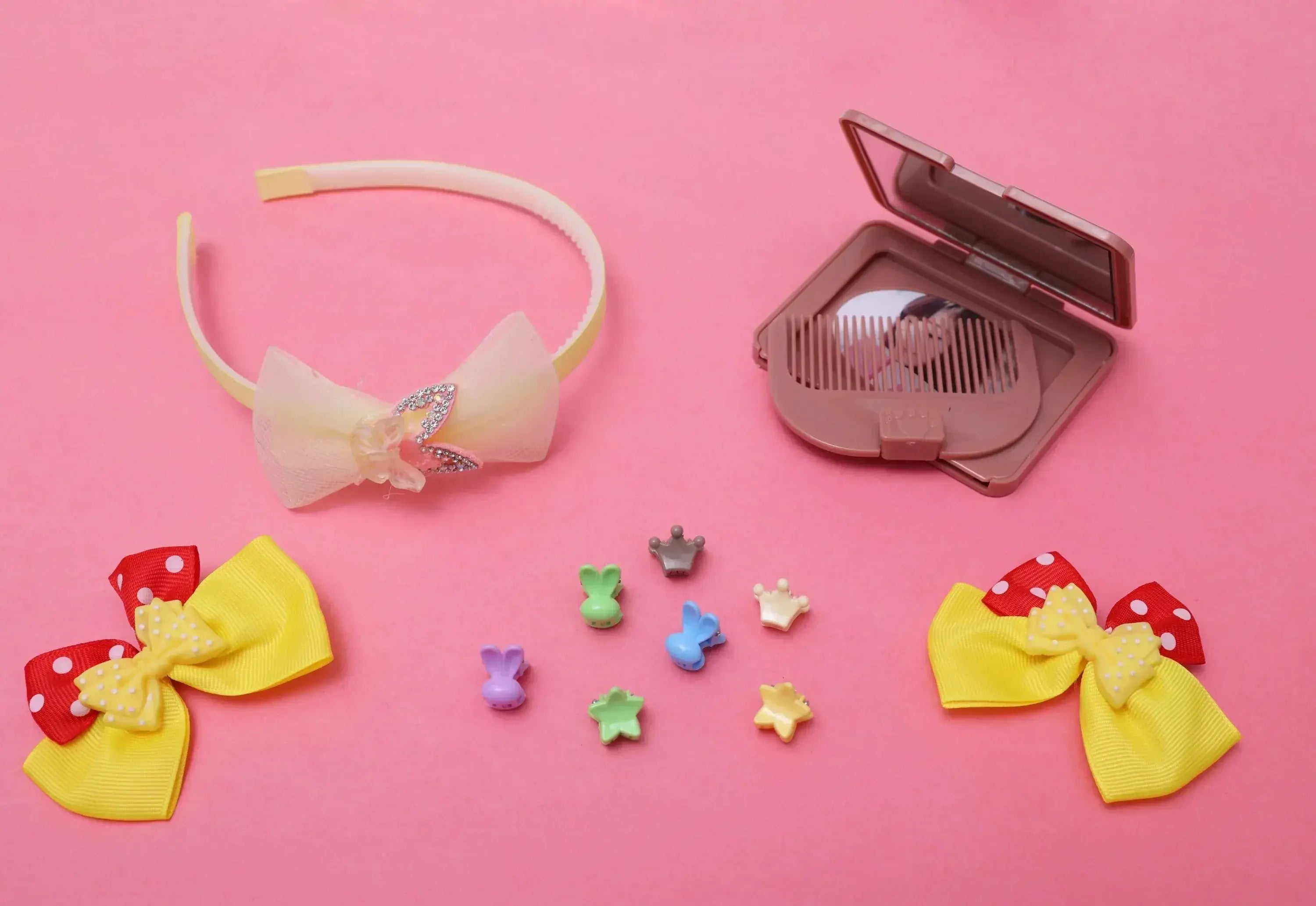 iLearnNGrow Bow Hair Accessories Set (Yellow) - ilearnngrow Learning Solutions Pvt Ltd