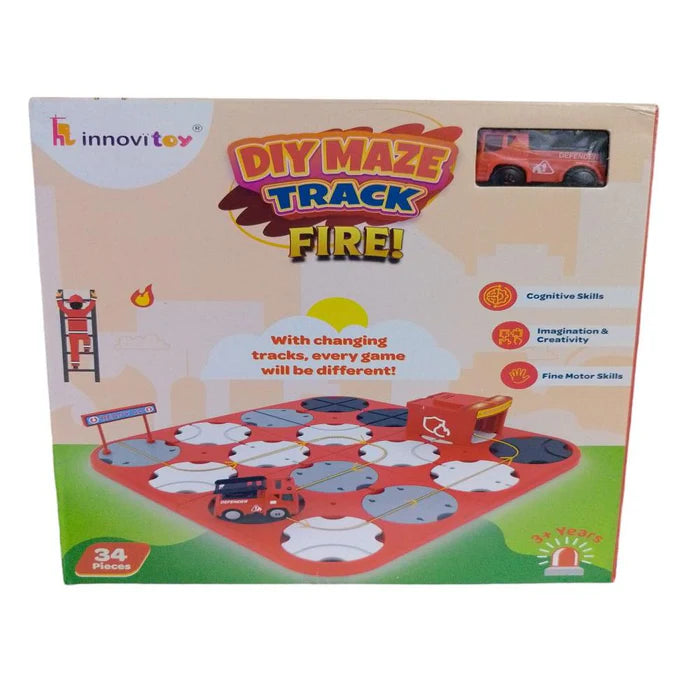 Innovitoy Educational DIY Maze Track Set - 4 Variants (Construction, Fire, Police, School)
