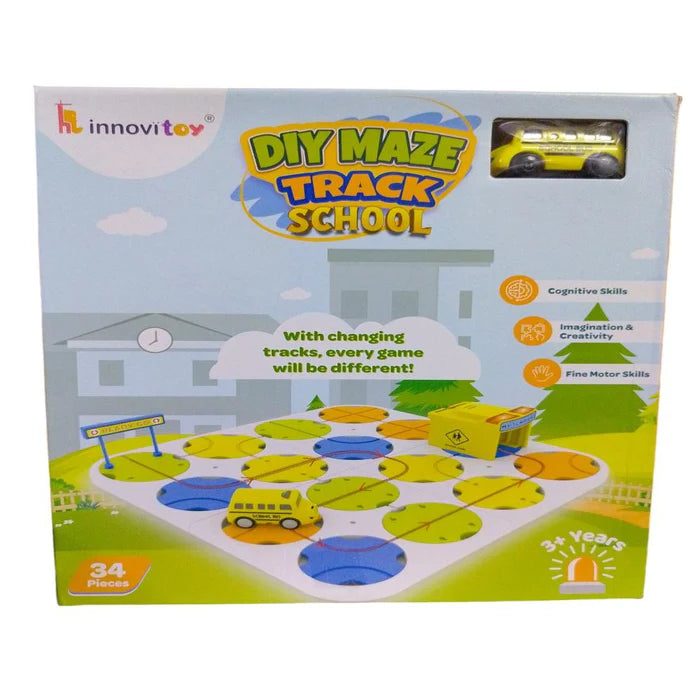 Innovitoy Educational DIY Maze Track Set - 4 Variants (Construction, Fire, Police, School)