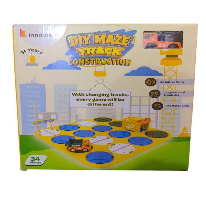 Innovitoy Educational DIY Maze Track Set - 4 Variants (Construction, Fire, Police, School)