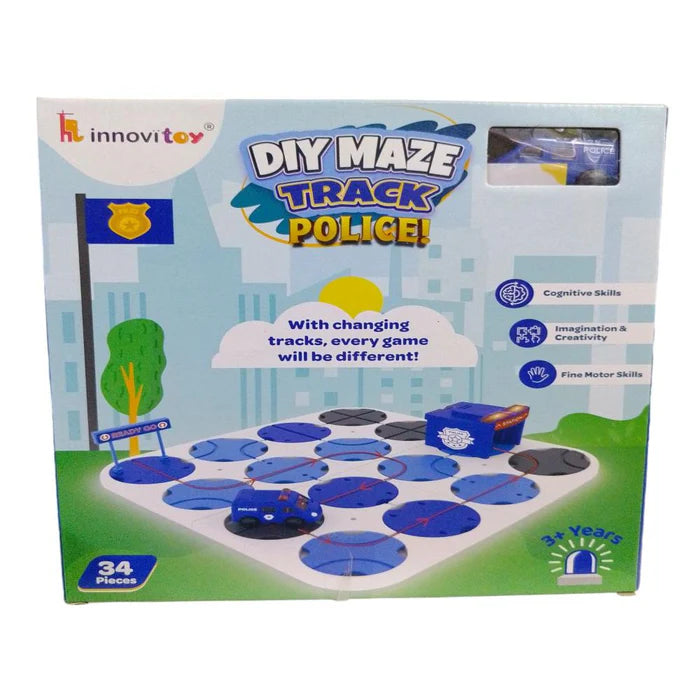 Innovitoy Educational DIY Maze Track Set - 4 Variants (Construction, Fire, Police, School)