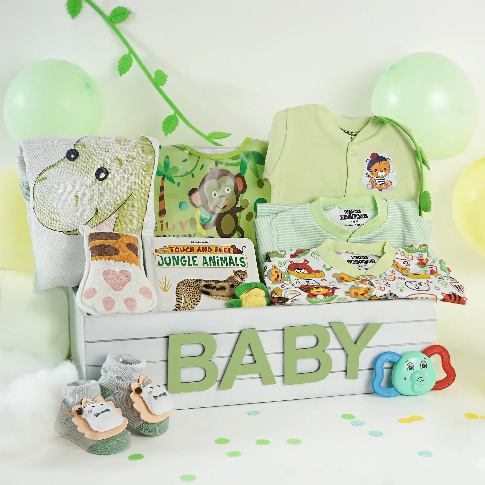 Jungle theme baby unisex hamper gift set for baby shower