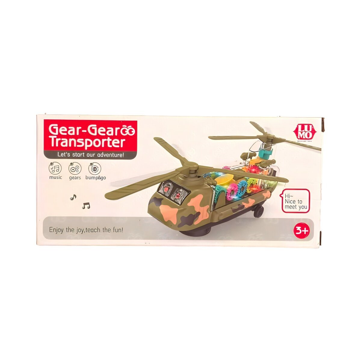 Gears Transporter Helicopter Musical Toy for Kids - Multicolor