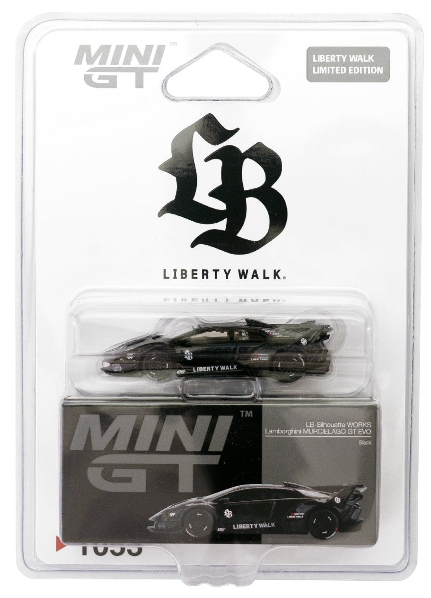 MINI GT Imported Premium - LB-Silhouette - Lamborghini Murcielago GT EVO - Black - Blister Pack - #1053 - Liberty Walk