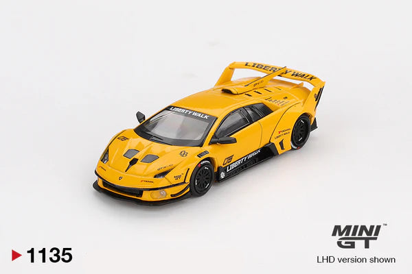 MINI GT #1135 LB-Silhouette WORKS MURCIELAGO GT Evo Yellow – 1:64 Die-Cast Box Pack