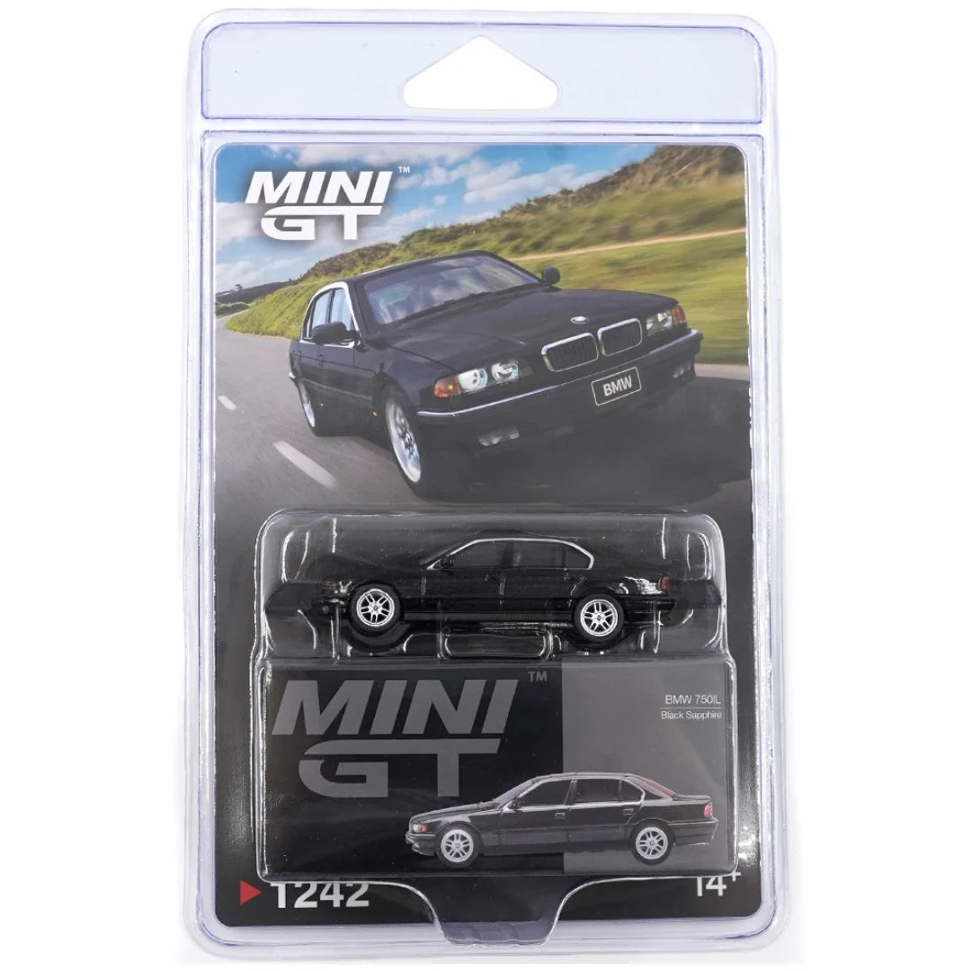 MINI GT Blister Pack #1242 – BMW 750iL Black Sapphire | 1:64 Die-Cast Model Car