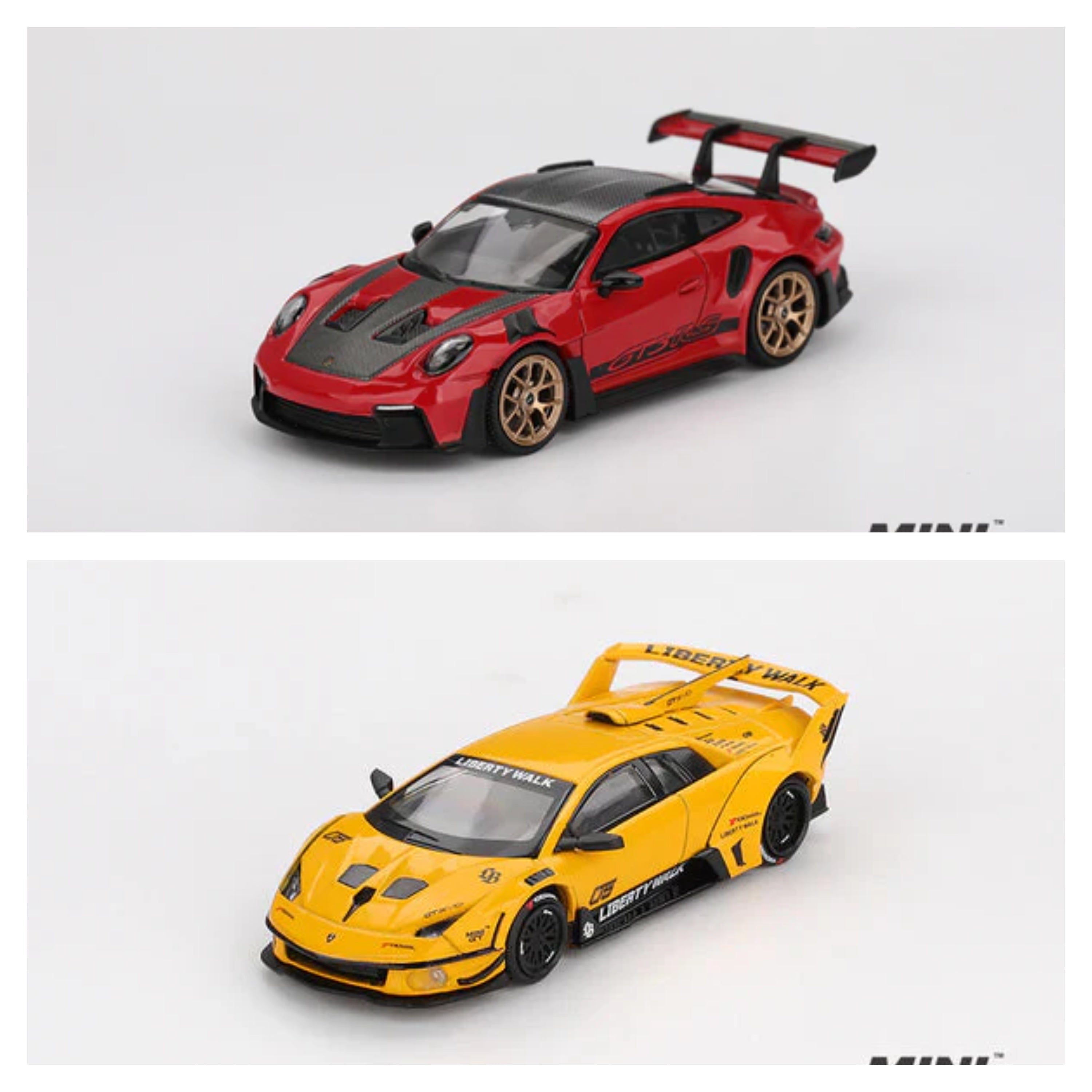 MINI GT #1060 & #1135 Porsche 911 (992) GT3 & LB-Silhouette WORKS MURCIELAGO GT Evo - Combo Pack of 2 Cars