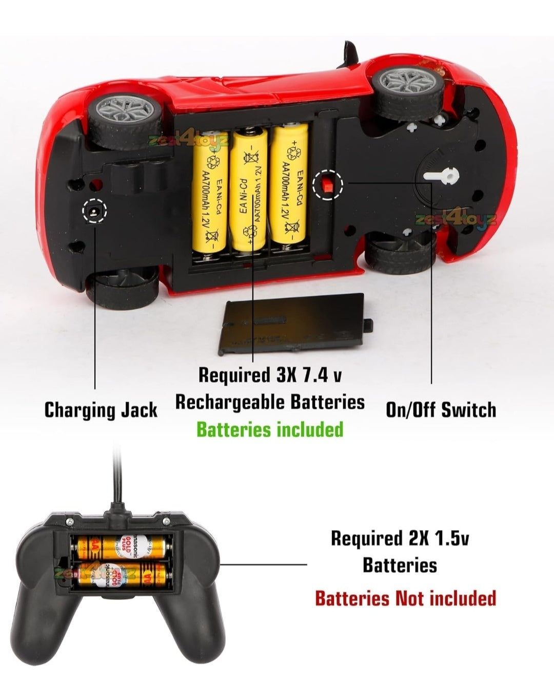 Remote Control USB Rechargeable Racing Sports Car For Kids- Multicolor