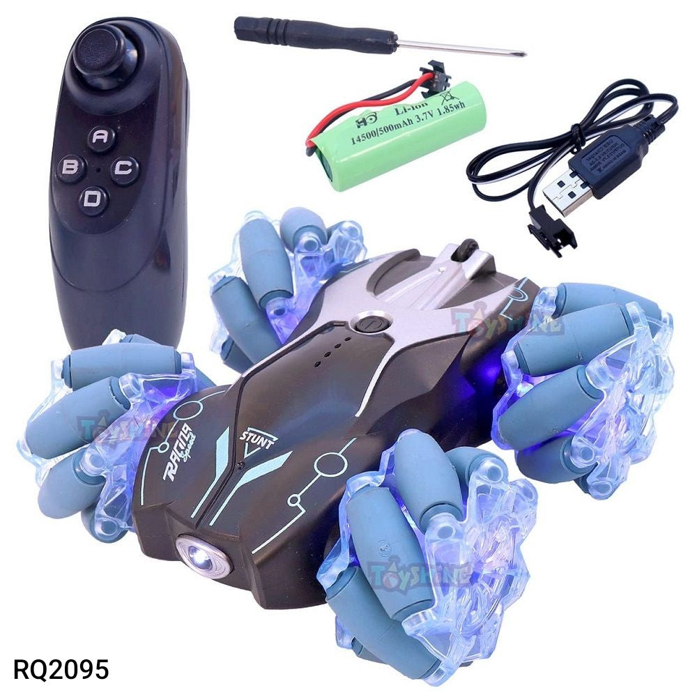 Kids RC Drift Remote Control Car with 360° Rotation Stunt and LED lights in Tyres - Multicolor