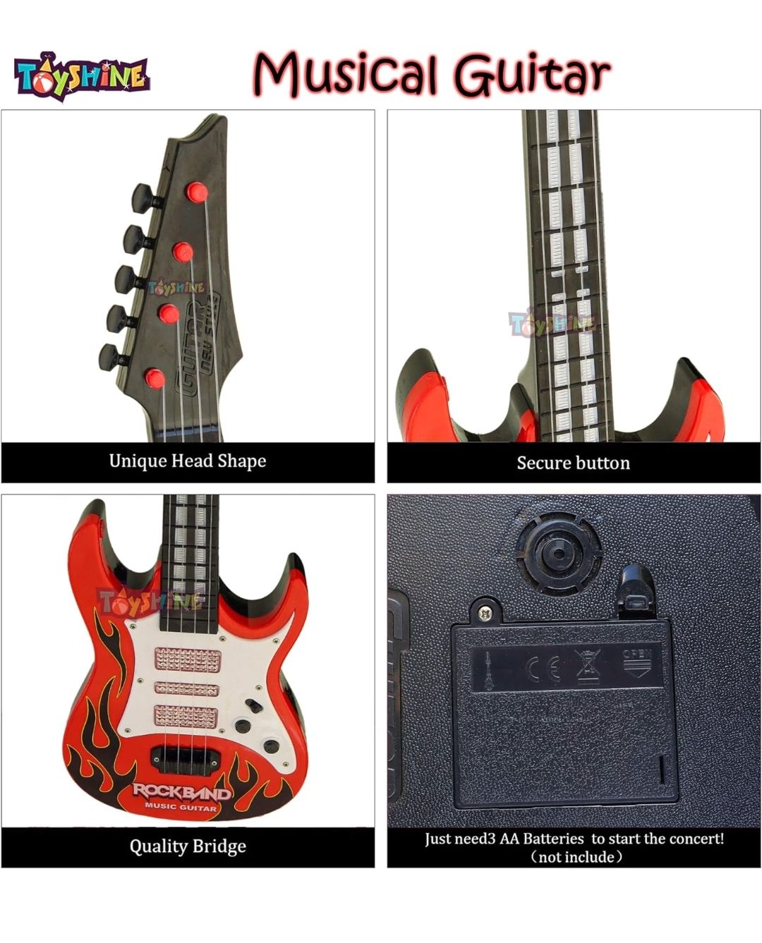 Toyshine RockBand Music and Lights Guitar Toy for Kids - Multicolor