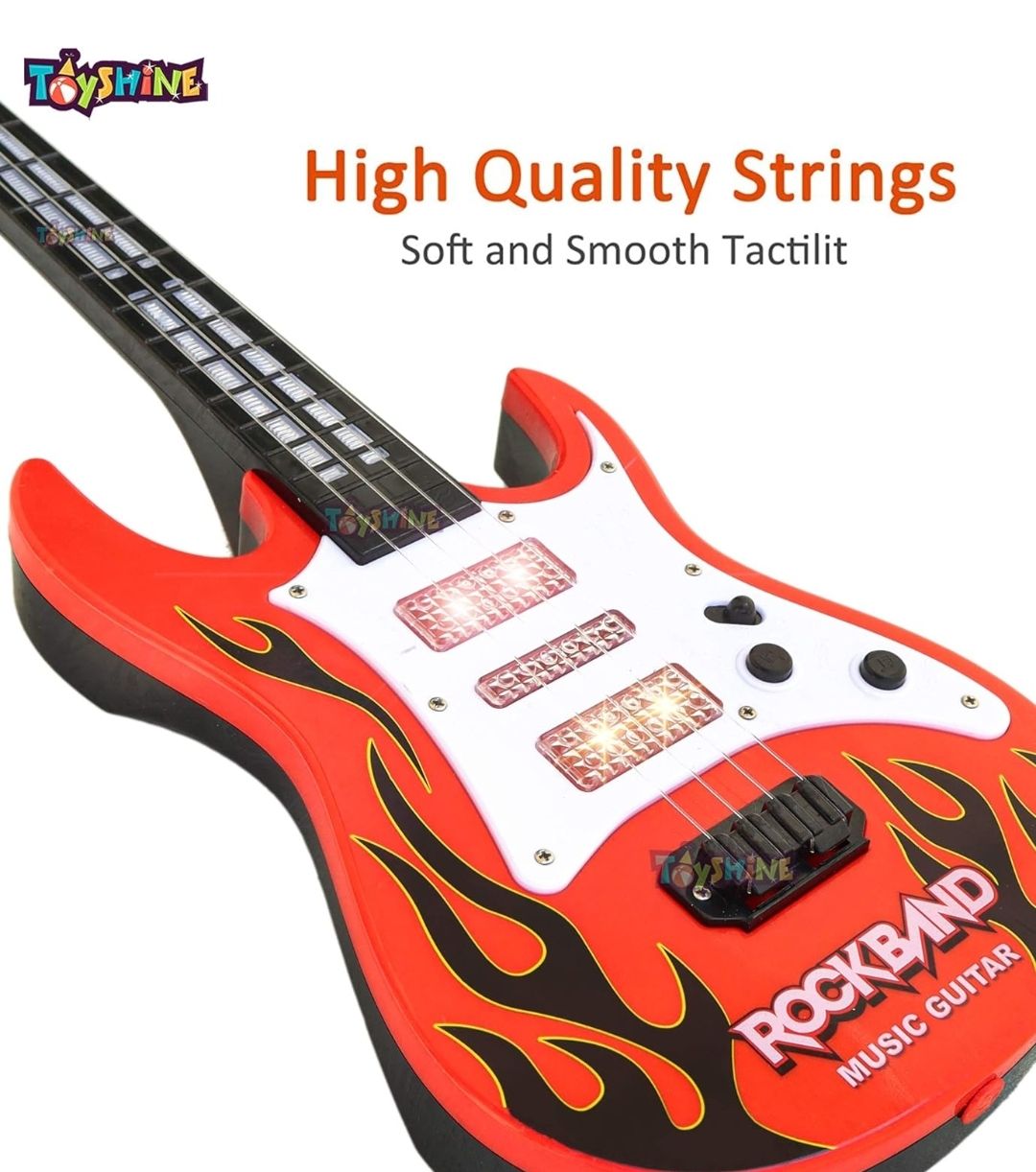 Toyshine RockBand Music and Lights Guitar Toy for Kids - Multicolor