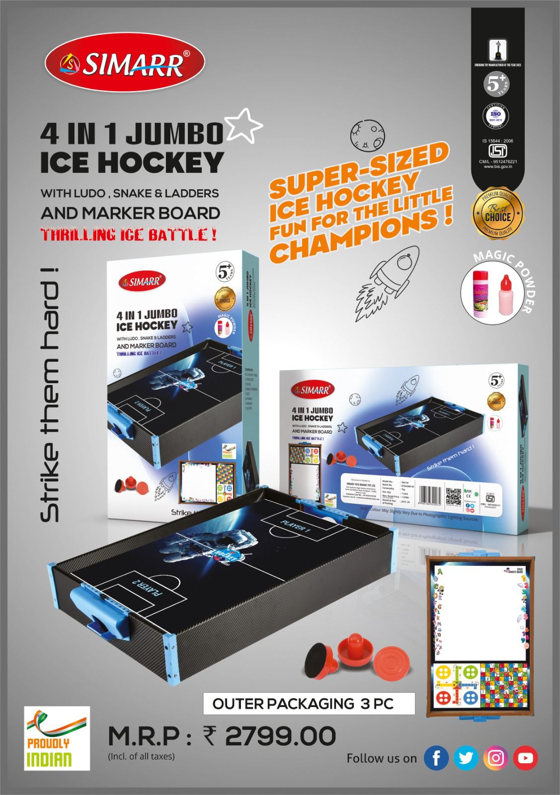 Simarr Jumbo Ice Hockey Game Table Ice Hockey Game - Multicolored