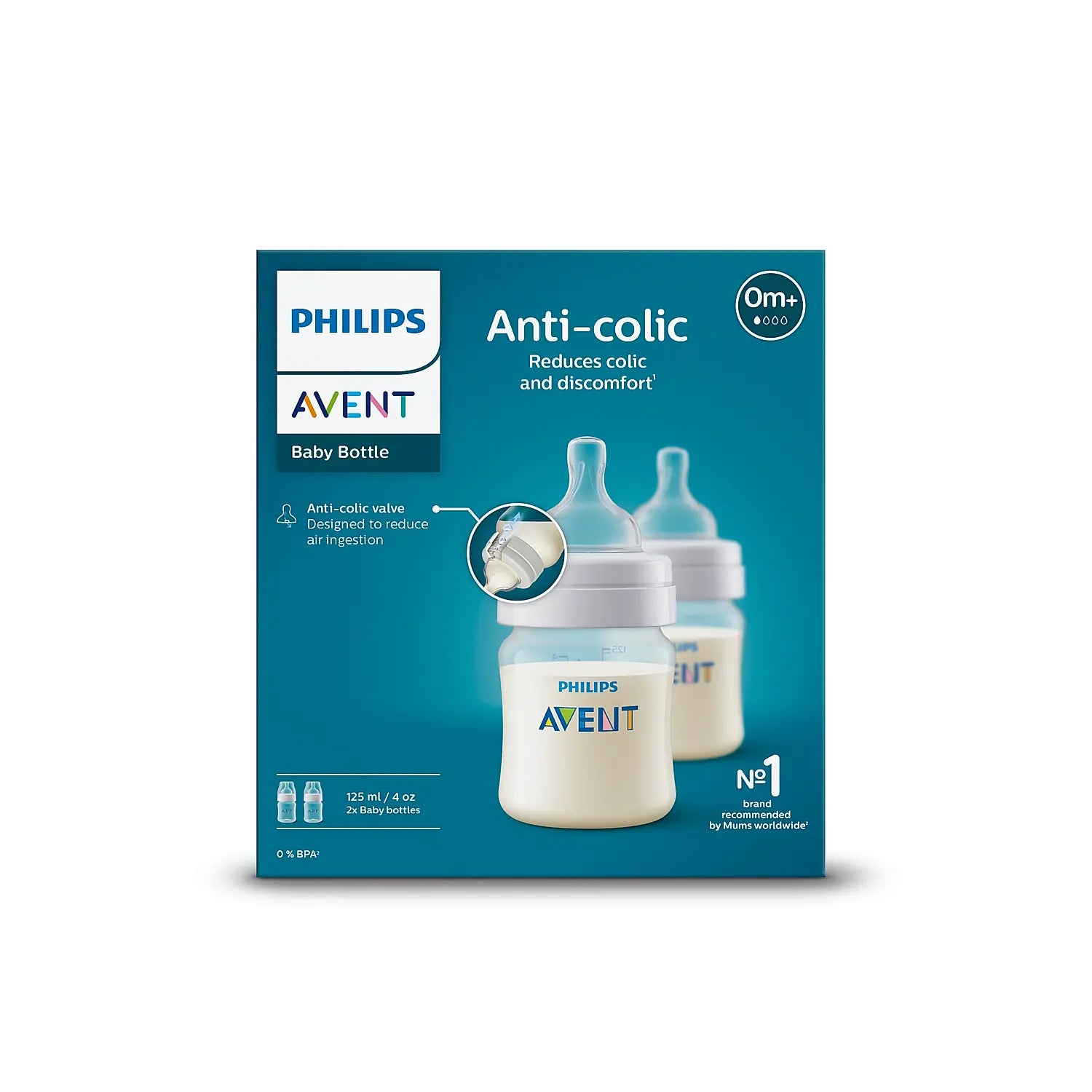 Philips Avent (0M+) Anti Colic Feeding Bottles for Newborn Babies | BPA Free | SCF810/20 | SCY100/20 | 125Ml-4oz