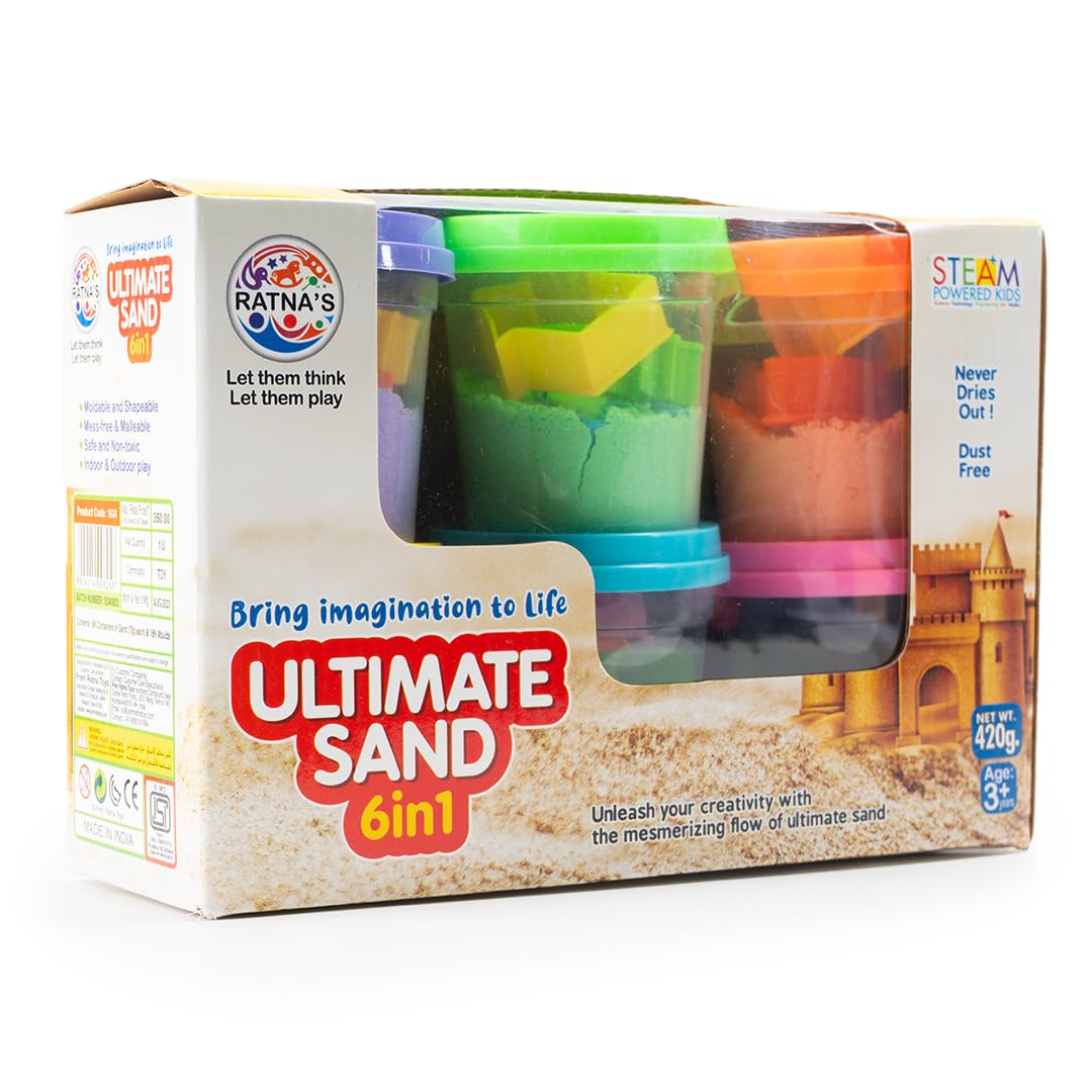 RATNA'S 6 in 1 Ultimate Sand Having 6 Tubs of Different Color Sand (70g ...