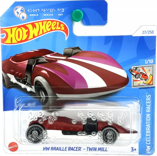 Hot Wheels Imported Premium - HW Celebration Racers - HW Braille Racer - Twin Mill - Long Card