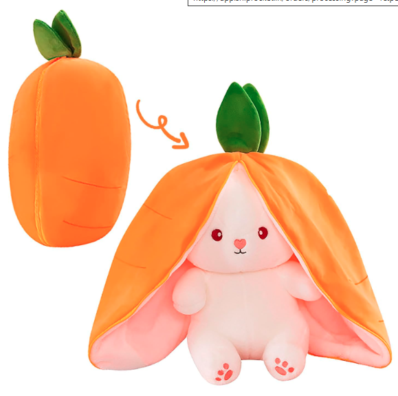 Plush Toy Pillow, Reversible Bunny, Cute Rabbit Pillow, Bunny Stuffed Animal Cute Rabbit Plushie Gift for Kids | Carrot Bunny
